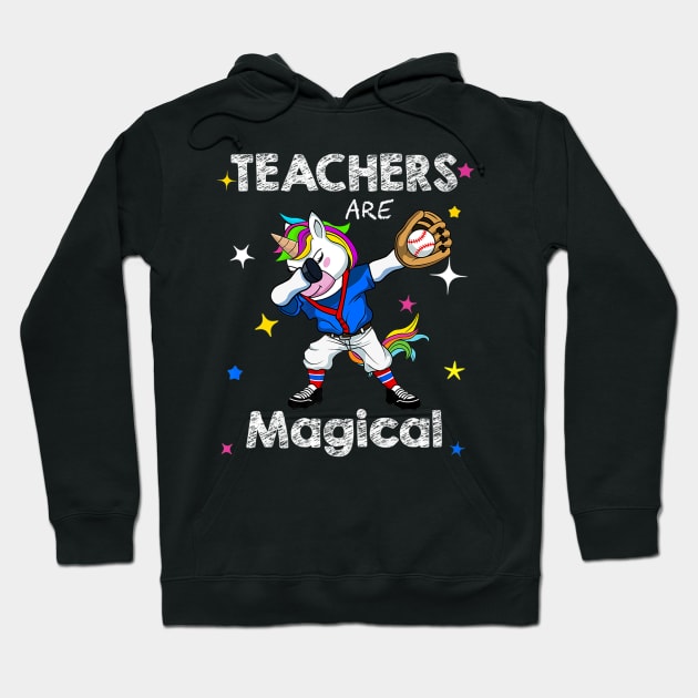 Teachers Are Magical Unicorn Softball Player Hoodie by Magic Ball